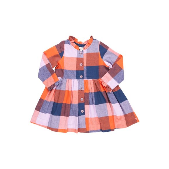 Pink Chicken Other - Pink Chicken Girls Autumn Dress in Navy Orange Check